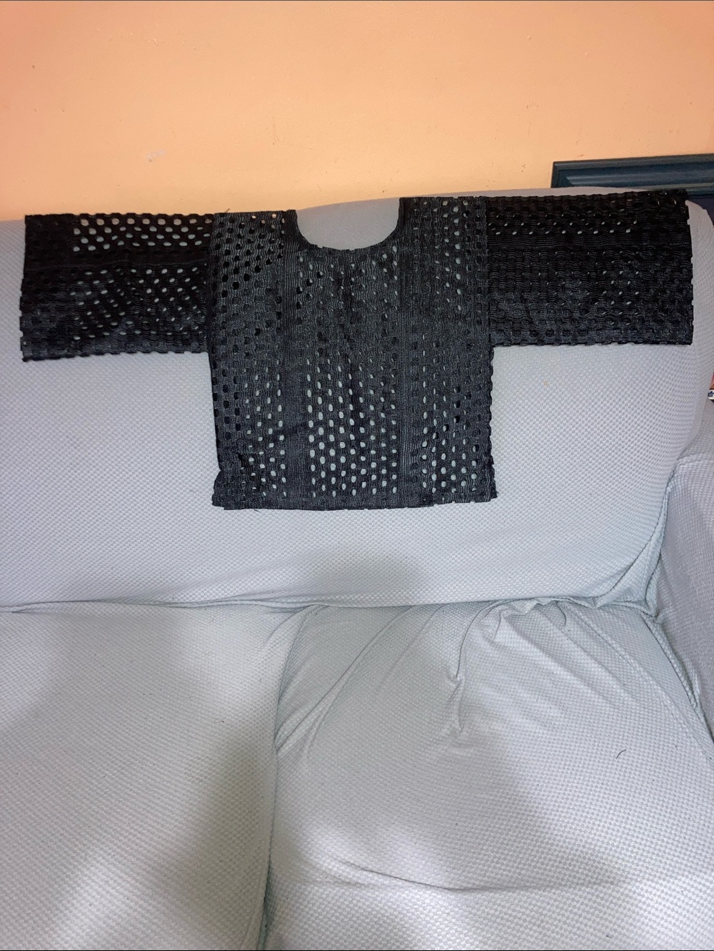 Black Short Sleeve Crochet Tee - Unbranded